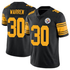 P.Steelers #30 Jaylen Warren Player Black Limited Color Rush Home Game Gdoa Stitched Jerseys