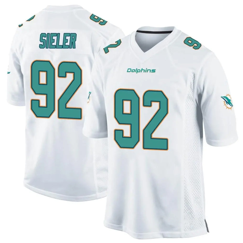M.Dolphins #92 Zach Sieler Player White Home Game Gdoa Stitched Jerseys