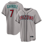 A.Diamondbacks #7 Corbin Carroll Player Gray Road Home Game Gdoa Stitched Jerseys