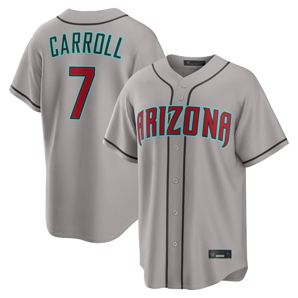 A.Diamondbacks #7 Corbin Carroll Player Gray Road Home Game Gdoa Stitched Jerseys