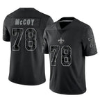 NO.Saints #78 Erik McCoy Player Black Limited Reflective Home Game Gdoa Stitched Jerseys