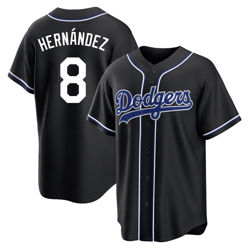 LA.Dodgers #8 Enrique Hern¨¢ndez Player Black Carbon Limited Home Fdoa Stitched Jerseys