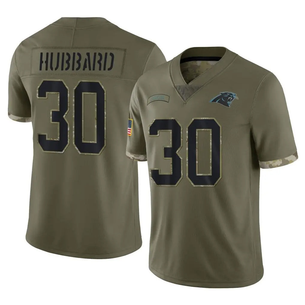 C.Panthers #30 Chuba Hubbard Player Olive Salute to Service Game Gdoa Stitched Jerseys