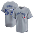 T.Blue Jays #57 Shane Bieber Player Gray Home Fdoa Stitched Jerseys