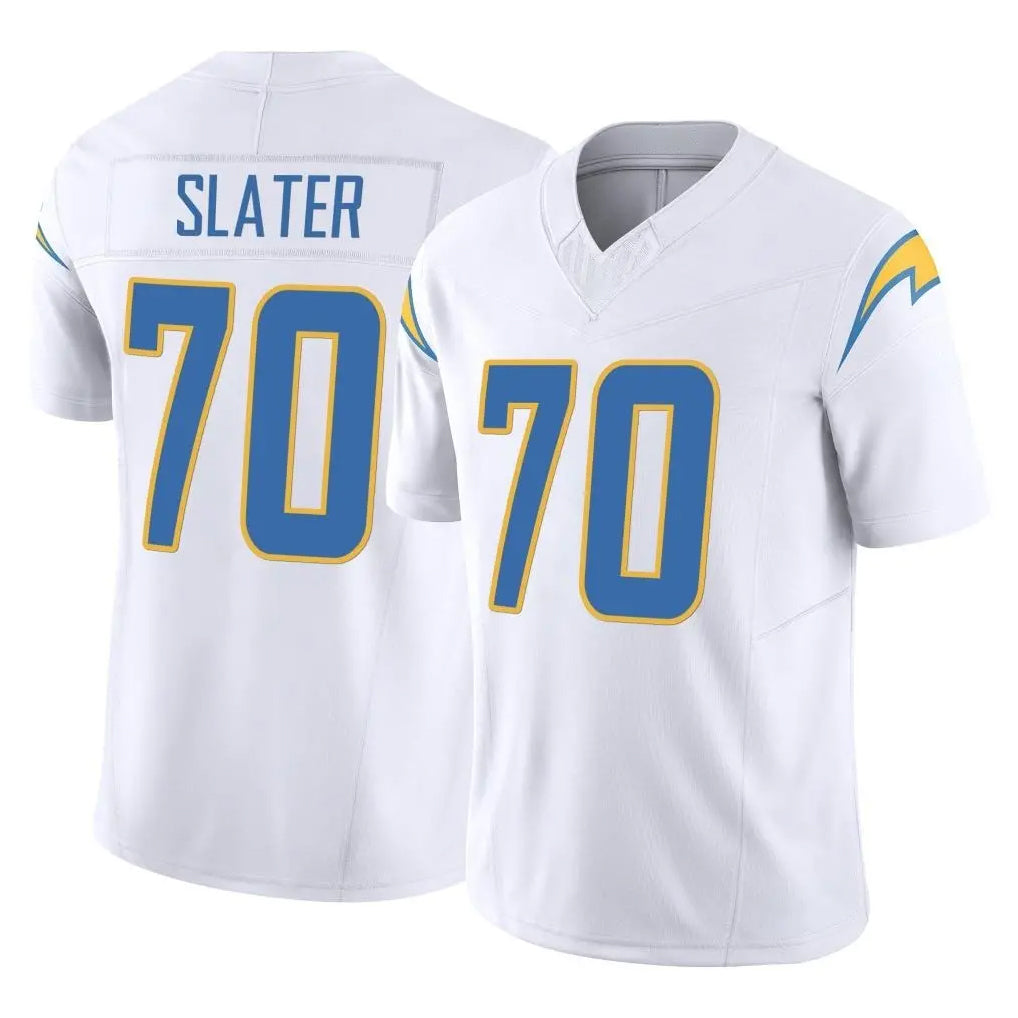 LA.Chargers #70 Rashawn Slater Player White Limited Vapor F.U.S.E. Home Game Gdoa Stitched Jerseys