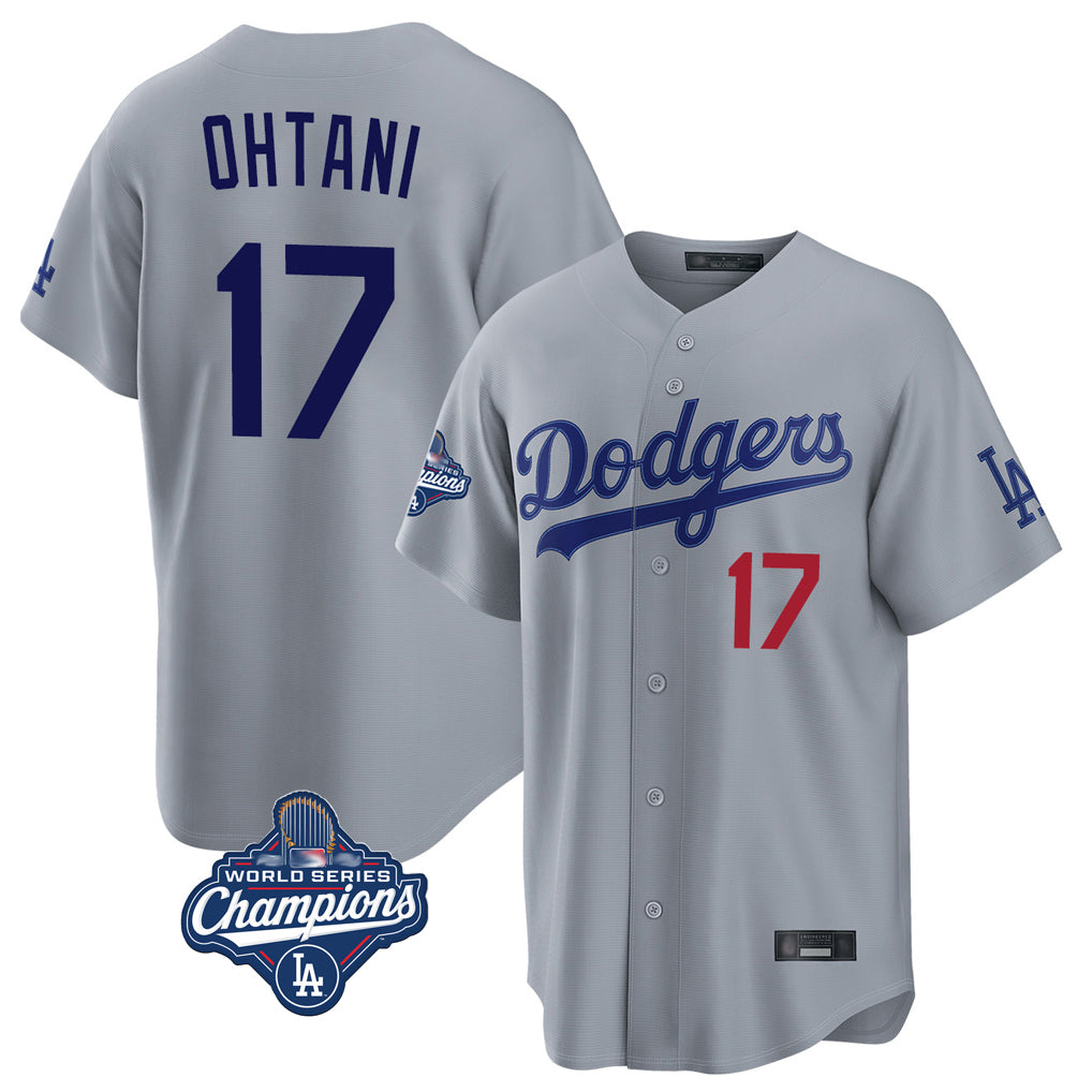 LA.Dodgers #17 Shohei Ohtani Player Gray World Series Meet Game Home Fdoa Stitched Jerseys