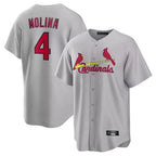 St. Louis Cardinals #4 Yadier Molina Player Gray Home Game Fdoa Stitched Jerseys