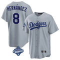LA.Dodgers #8 Enrique Hern¨¢ndez Player Gray World Series Meet Game Fdoa Stitched Jerseys
