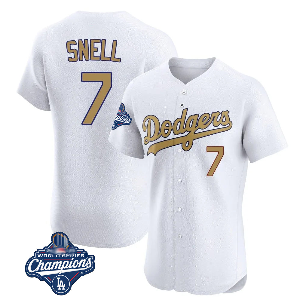 LA.Dodgers #7 Blake Snell Player Gold World Series Meet Limited Elite Home Fdoa Stitched Jerseys