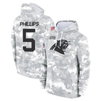 C.Panthers #5 Jaelan Phillips Player Arctic Camo Salute to Service Pullover Hoodies Limited Game Gdoa Stitched Jerseys