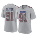 B.Bills #91 Ed Oliver Player Gray Home Game Gdoa Stitched Jerseys