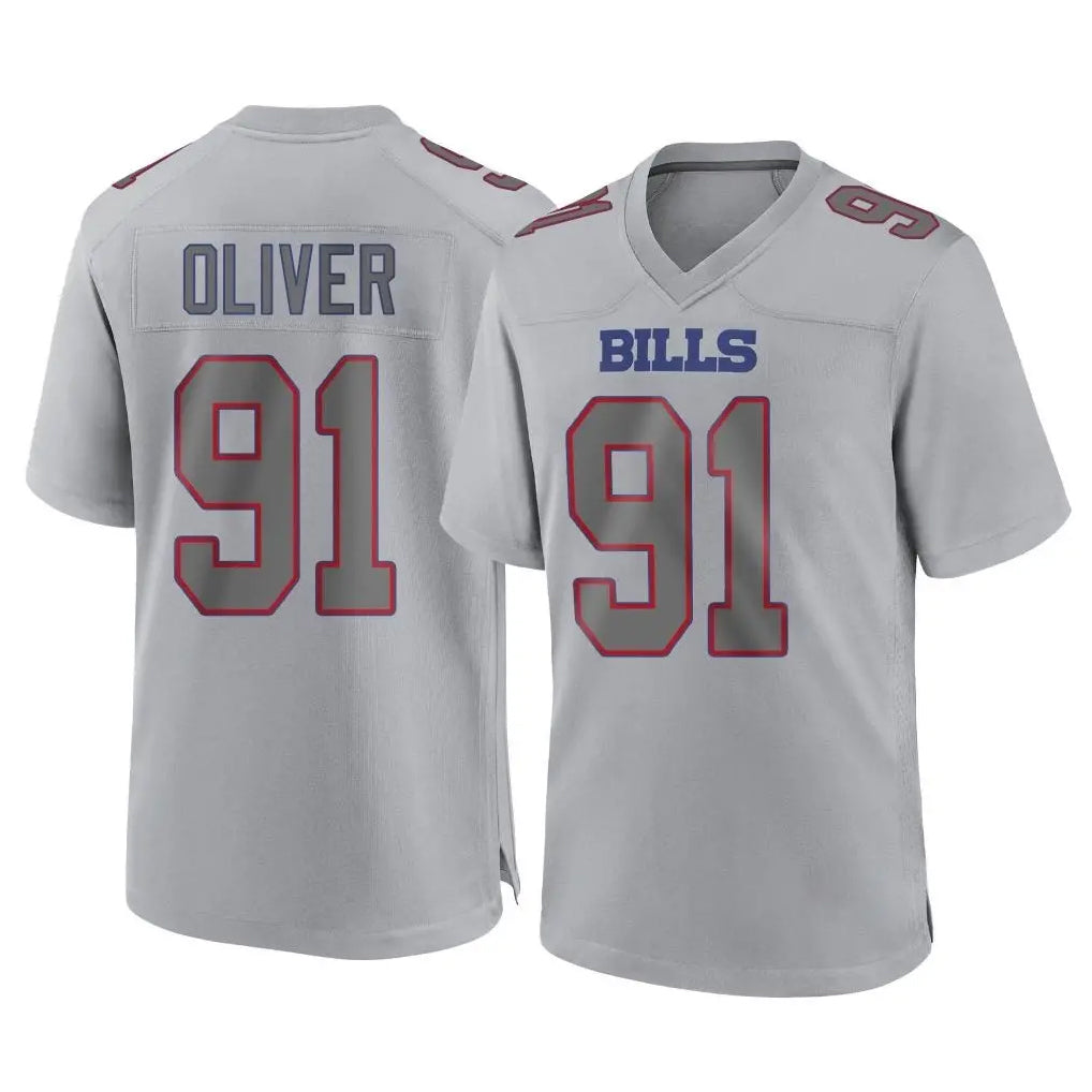 B.Bills #91 Ed Oliver Player Gray Home Game Gdoa Stitched Jerseys