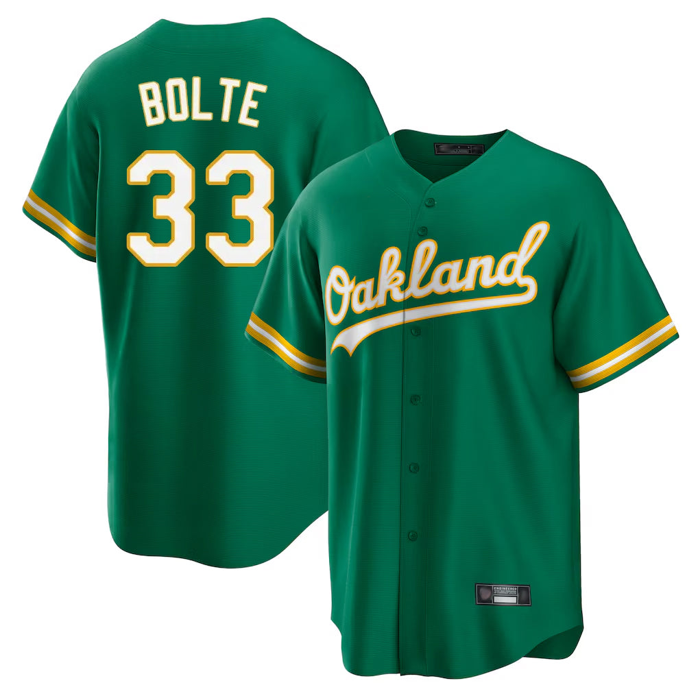 Athletics #33 Henry Bolte Player Kelly Green Home Game Gdoa Stitched Jerseys