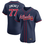 A.Braves #77 Joe Jimenez Player Navy Limited Elite Home Game Gdoa Stitched Jerseys