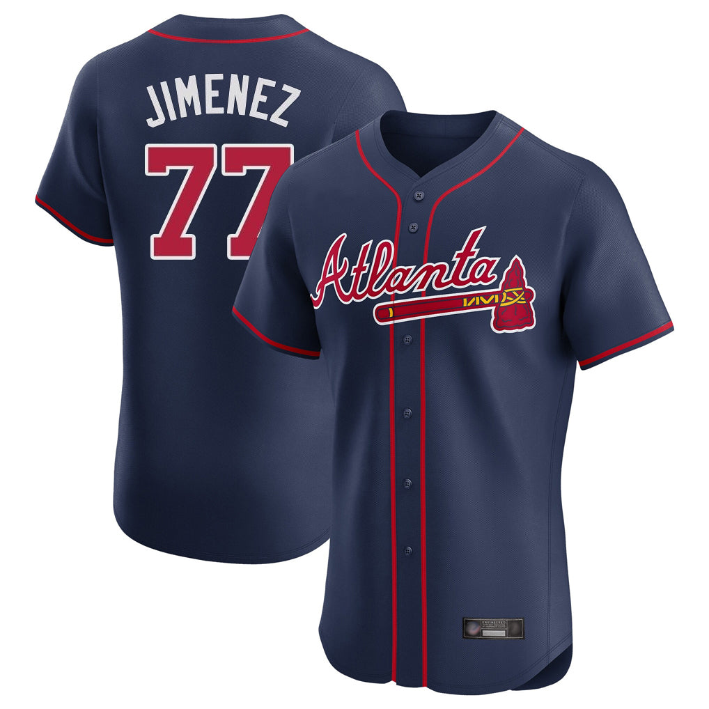 A.Braves #77 Joe Jimenez Player Navy Limited Elite Home Game Gdoa Stitched Jerseys