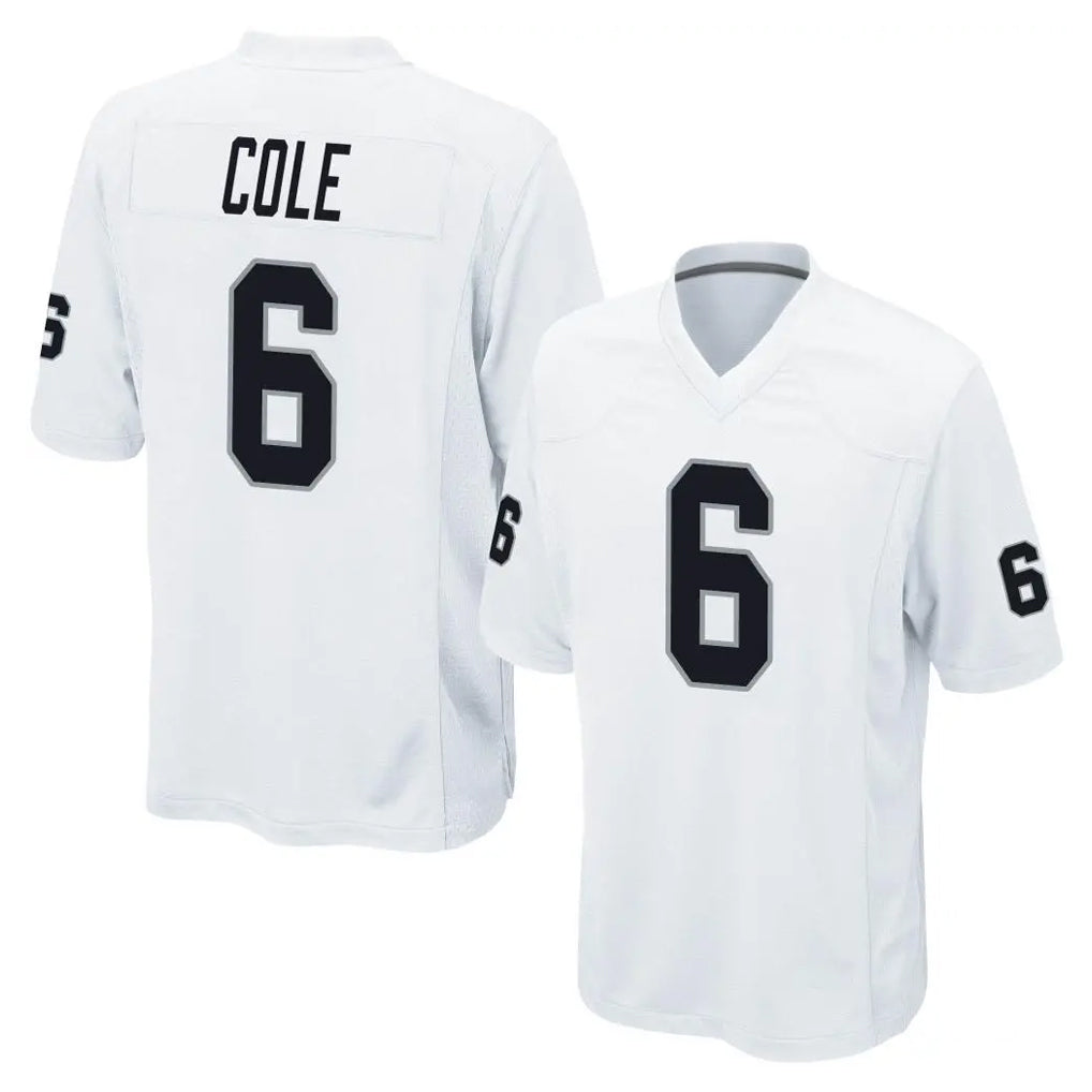 LV.Raiders #6 A.J. Cole Player White Home Game Gdoa Stitched Jerseys