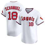 LA.Angels #18 Nolan Schanuel Player White T-shirt Home Limited Fdoa Stitched Jerseys
