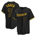 M.Twins #7 Joe Mauer Player Black Snake Skin City Home Game Fdoa Stitched Jerseys