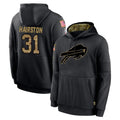 B.Bills #31 Maxwell Hairston Player Black Salute to Service Hoodies Hame Gdoa Stitched Jerseys