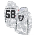 LV.Raiders #58 Jackson Powers-Johnson Player Arctic Camo Salute to Service Hoodies Limited Game Gdoa Stitched Jerseys