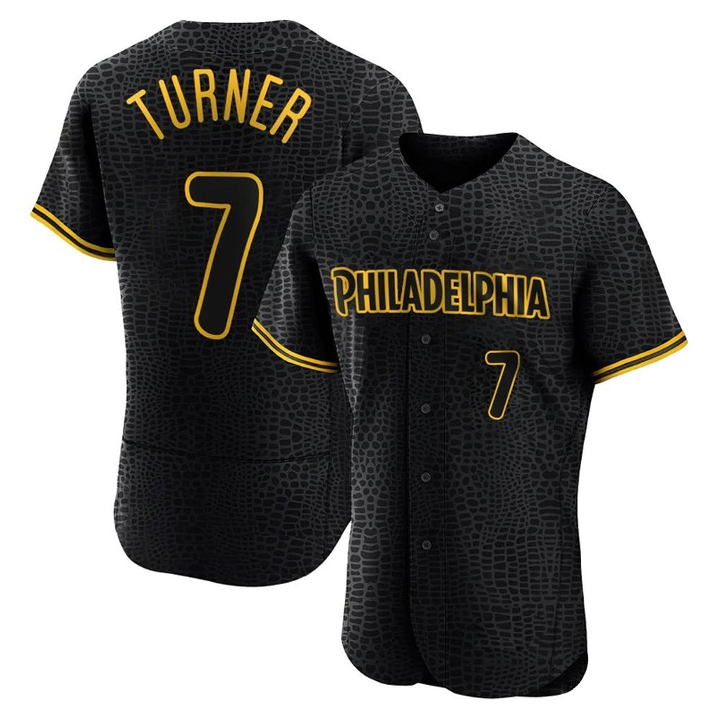P.Phillies #7 Trea Turner Player Black Snake Skin City Home Limited Elite Fdoa Stitched Jerseys