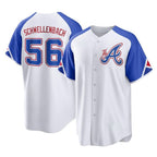 A.Braves #56 Spencer Schwellenbach Player White City Connect Home Game Gdoa Stitched Jerseys