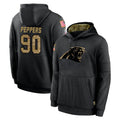 C.Panthers #90 Julius Peppers Player Black Salute to Service Pullover Hoodies Limited Game Gdoa Stitched Jerseys