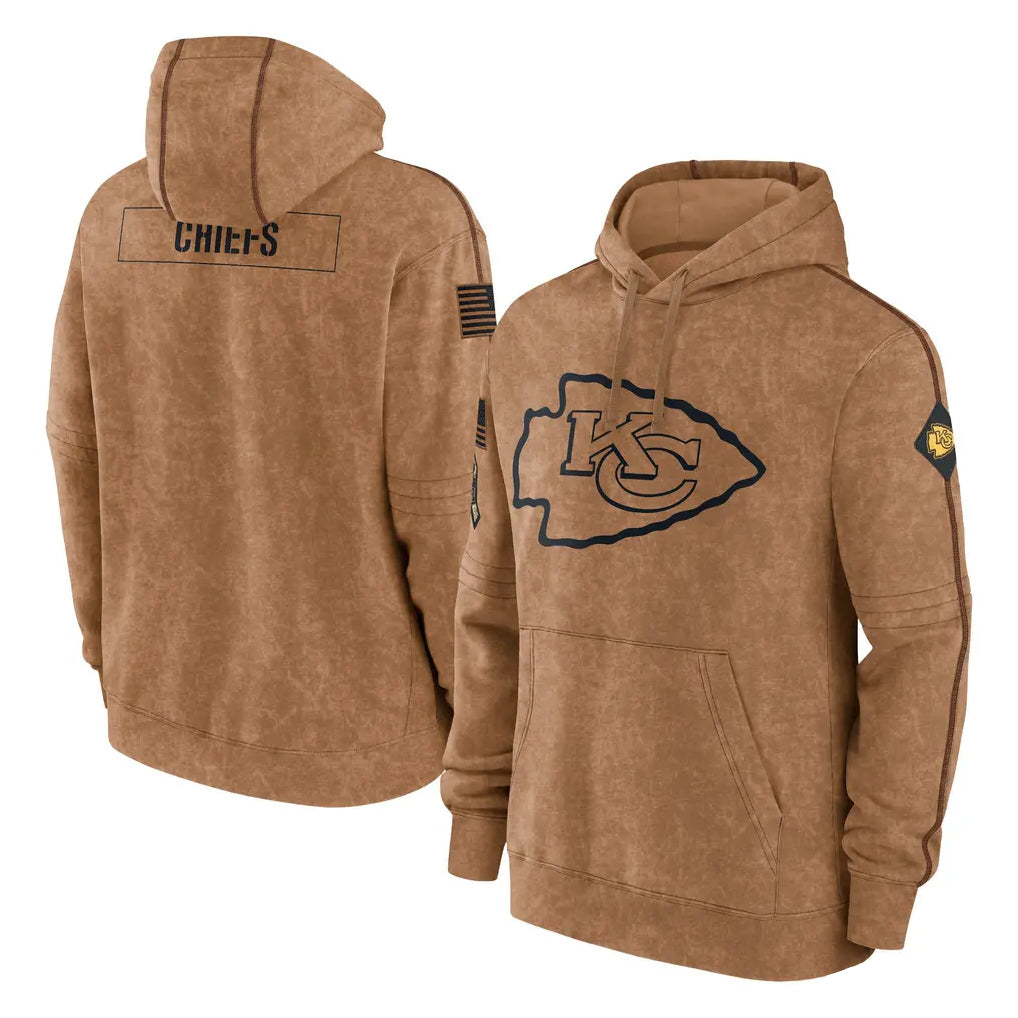 KC.Chiefs ## Chiefs Blank Player Brown Salute to Service Hoodies Limited Game Gdoa Stitched Jerseys