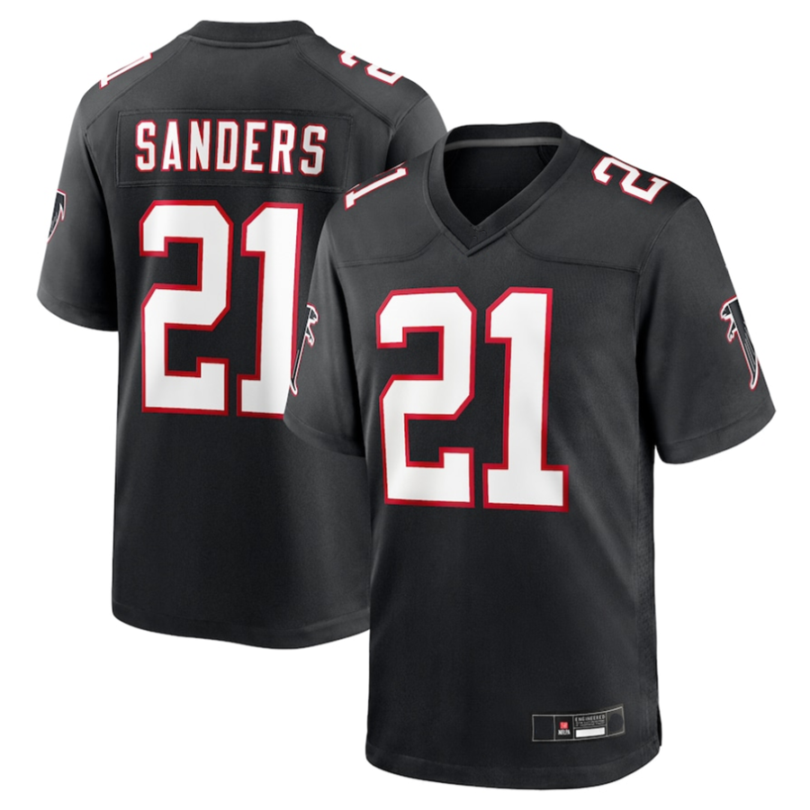 A.Falcons #21 Deion Sanders Black Player Game Gdoa Stitched Jerseys