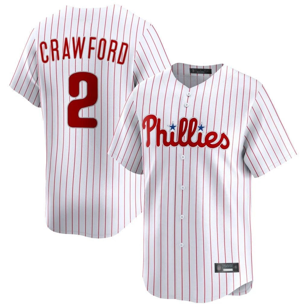 P.Phillies #2 Justin Crawford Player White Home Limited Fdoa Stitched Jerseys