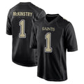 NO.Saints #1 Kool-Aid McKinstry Player Black Carbon Fashion Home Game Gdoa Stitched Jerseys
