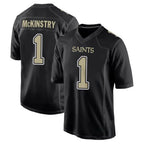 NO.Saints #1 Kool-Aid McKinstry Player Black Carbon Fashion Home Game Gdoa Stitched Jerseys