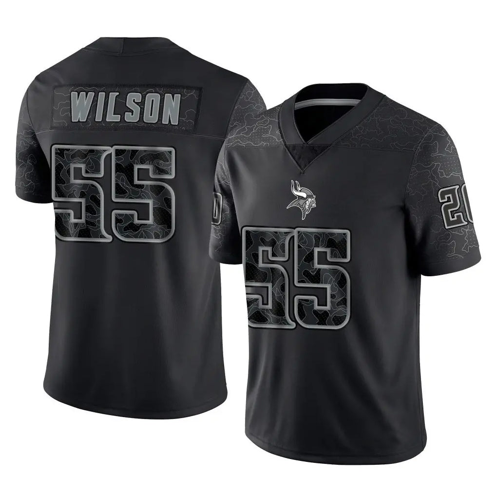 M.Vikings #55 Eric Wilson Player Black Reflective LImited Home Game Gdoa Stitched Jerseys