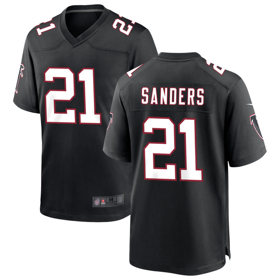 A.Falcons #21 Deion Sanders Player Black Throwback Limited Gdoa Stitched Jerseys