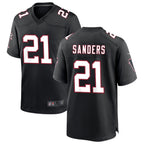 A.Falcons #21 Deion Sanders Player Black Throwback Limited Gdoa Stitched Jerseys