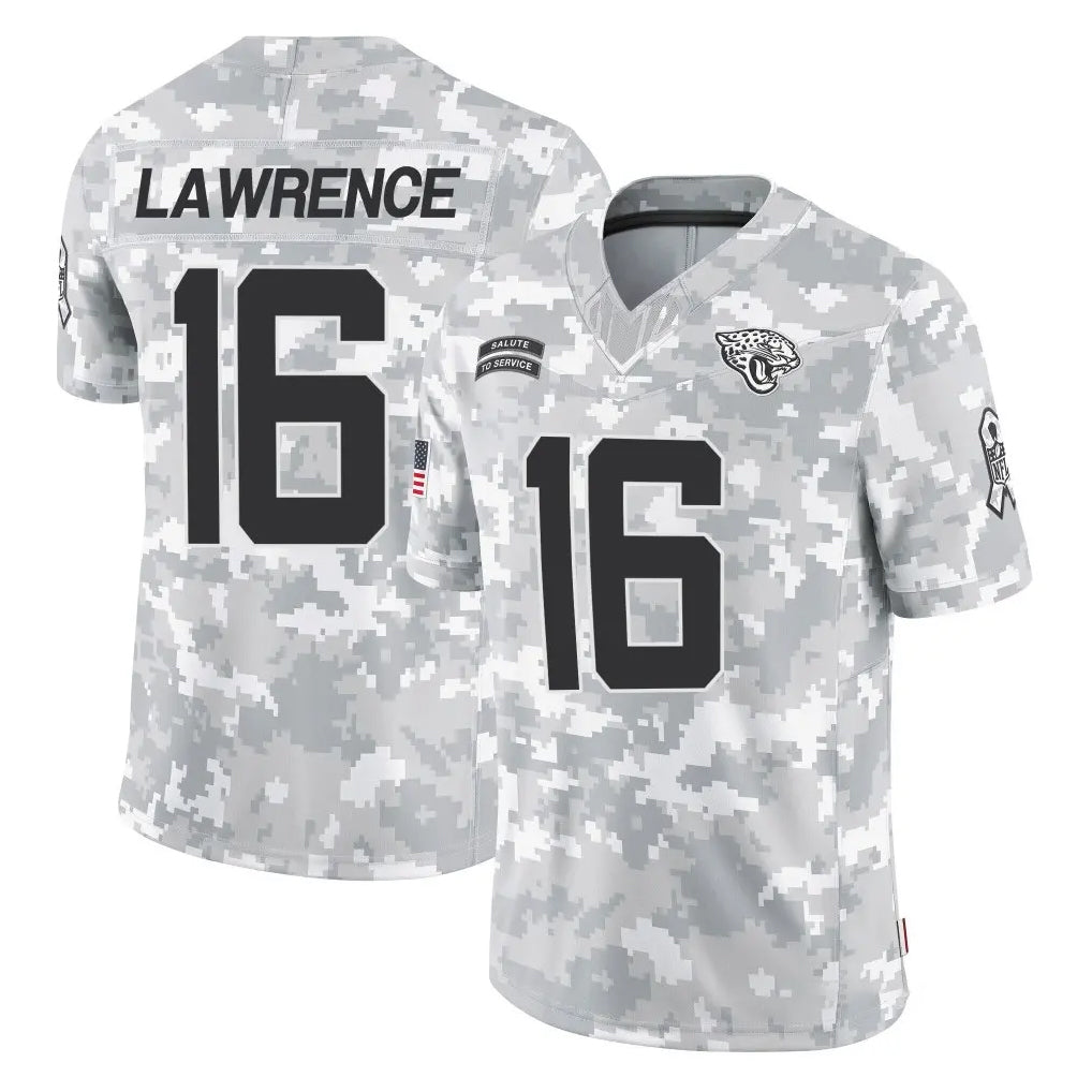 J.Jaguars #16 Trevor Lawrence Player Arctic Camo Salute To Service Limited Game Gdoa Stitched Jerseys