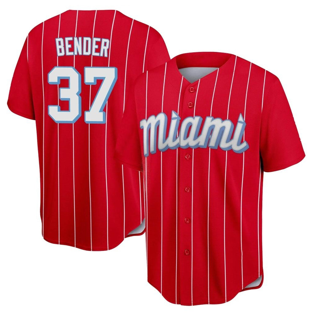 M.Marlins #37 Anthony Bender Player Red City Connect Home Game Fdoa Stitched Jerseys