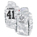 NO.Saints #41 Alvin Kamara Player Arctic Camo Salute to Service Pullover Hoodies Limited Game Gdoa Stitched Jerseys