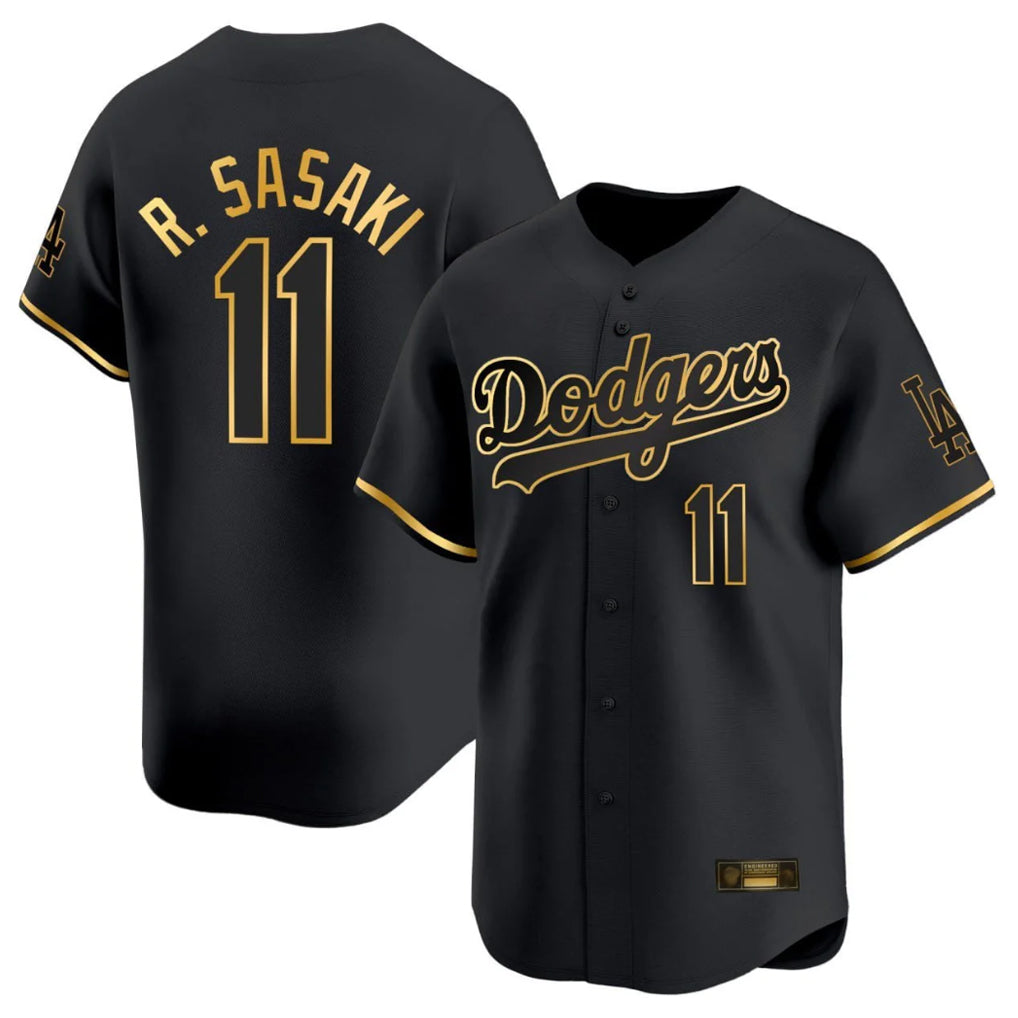 LA.Dodgers #11 Roki Sasaki Player Black Gold Limited Home Fdoa Stitched Jerseys