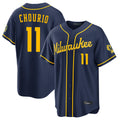 M.Brewers #11 Jackson Chourio Player Navy Home Stadium Game Fdoa Stitched Jerseys
