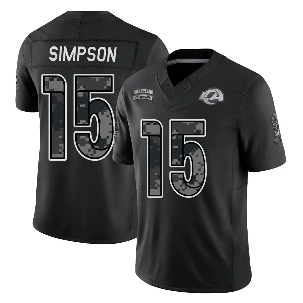 LA.Rams #15 Ty Simpson Player Black Limited 2026 Salute to Service Home Game Gdoa Stitched Jerseys