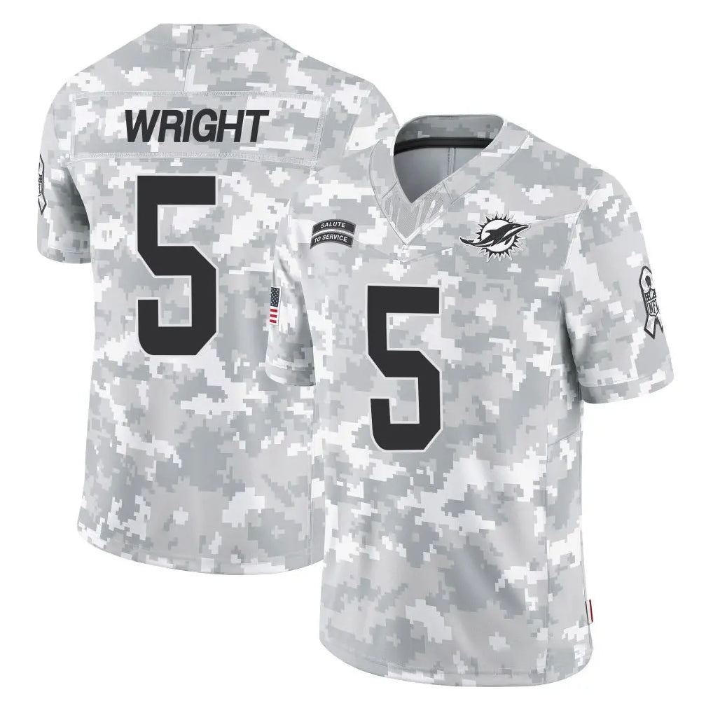 M.Dolphins #5 Jaylen Wright Player Arctic Camo Salute To Service Limited Game Gdoa Stitched Jerseys