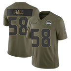 S.Seahawks #58 Derick Hall Player Olive 2025 Salute To Service Limited Home Game Gdoa Stitched Jerseys