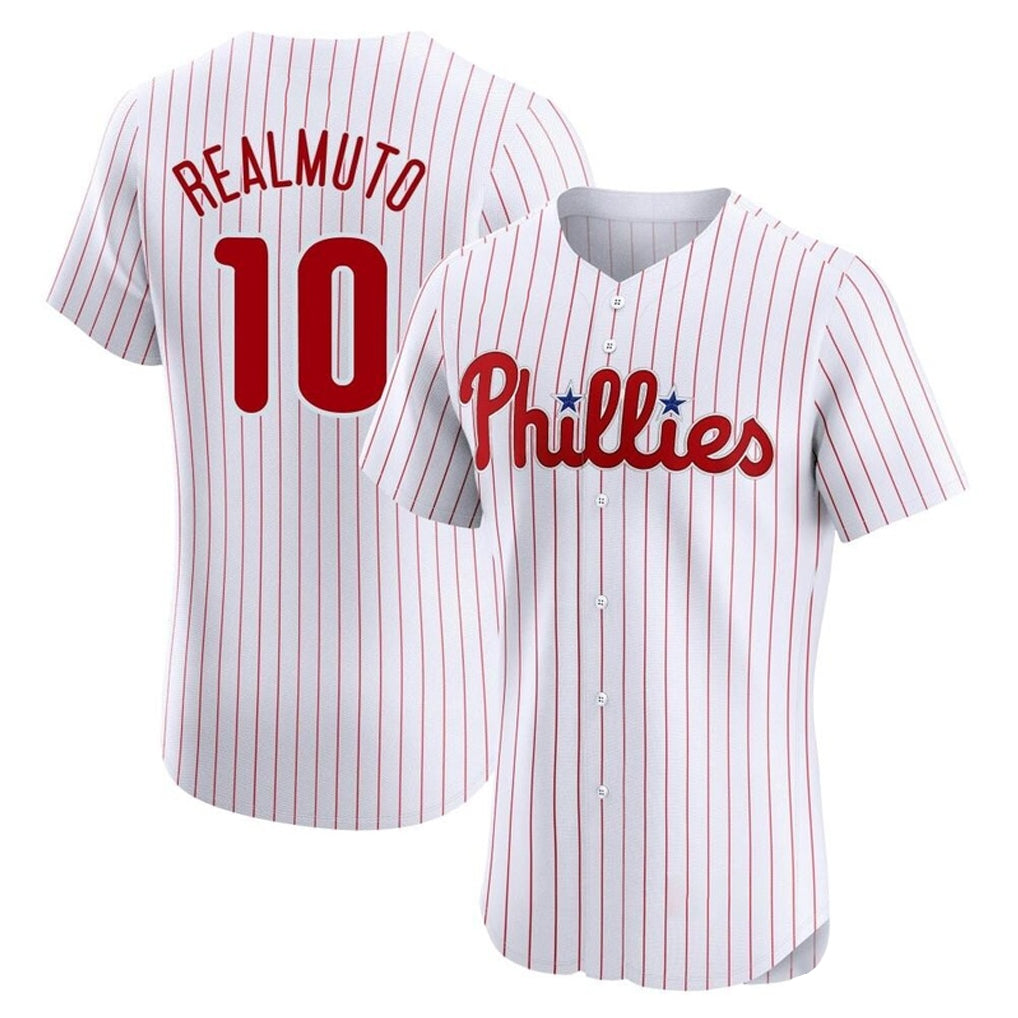 P.Phillies #10 J.T. Realmuto Player White Home Limited Elite Fdoa Stitched Jerseys
