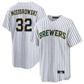 M.Brewers #32 Jacob Misiorowski Player White Stripes Home Game Fdoa Stitched Jerseys