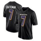 B.Ravens #7 Rashod Bateman Player Black Carbon Fashion Home Game Gdoa Stitched Jerseys