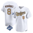 LA.Dodgers #8 Enrique Hern¨¢ndez Player Gold World Series Meet Collection Limited Home Fdoa Stitched Jerseys