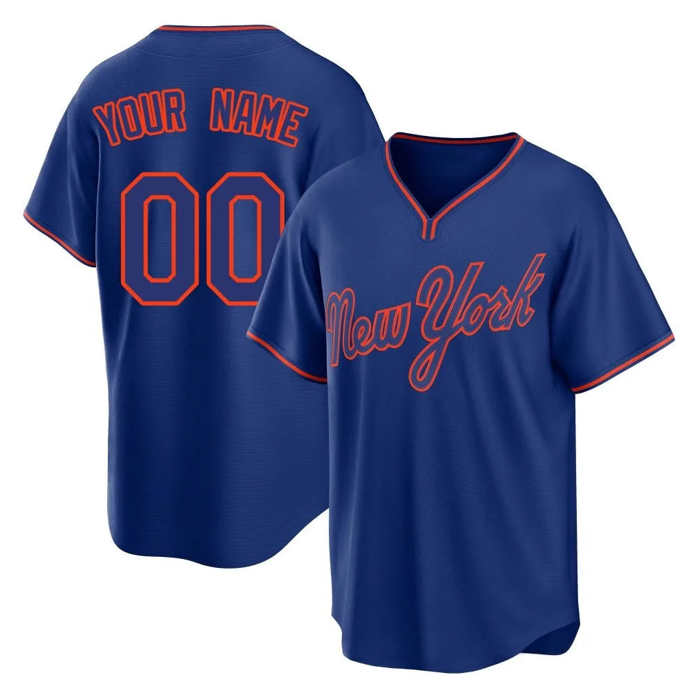 Custom NY.Mets Royal T-shirt Home Game Any Name & Number Gdoa Stitched Jerseys