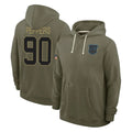C.Panthers #90 Julius Peppers Player Olive Salute to Service Hoodies Game Gdoa Stitched Jerseys