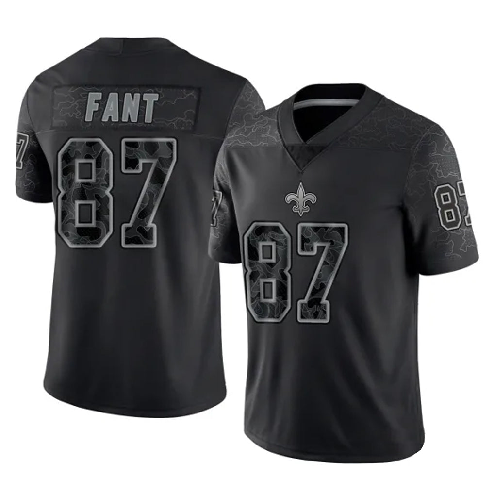 NO.Saints #87 Noah Fant Player Black Limited Reflective Home Game Gdoa Stitched Jerseys
